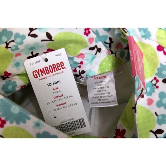 2007 Gymboree Candy Apple 10 Slim Skorts Pleated Double Layer Green Flower Adjus - Picture 6 of 6